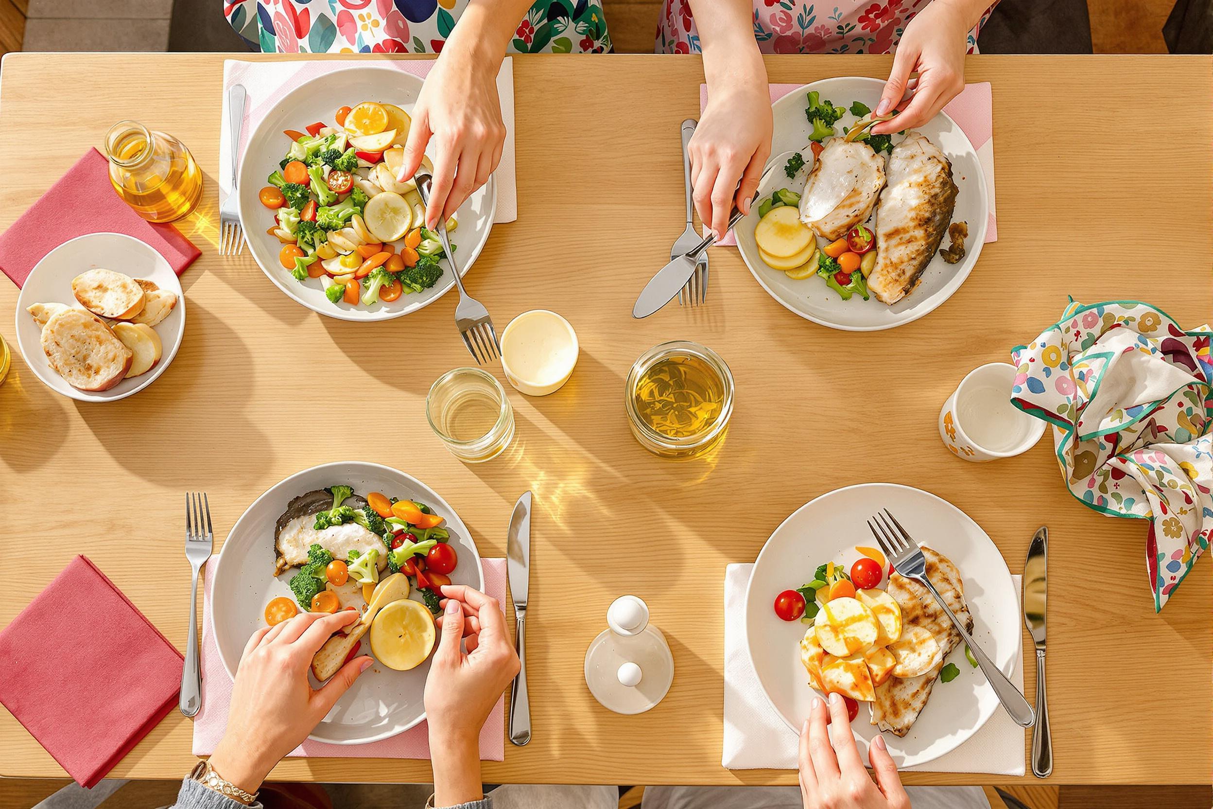 Repas équilibré servi à table